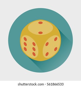 Dice Cube icon.  Flat design, vector illustration.