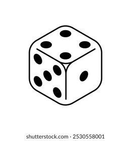 Icono de cubo de dados. Símbolo de dados de seis lados aislado sobre fondo blanco. Ilustración vectorial.