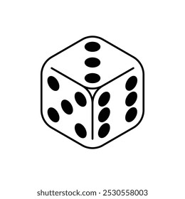 Dice cube icon. Six sided dice symbol isolated on white background. Vector illustration.