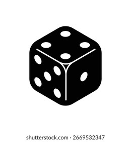 Icono de cubo de dados. Símbolo de dados de seis lados aislado sobre fondo blanco. Ilustración vectorial.
