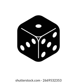 Dice cube icon. Six sided dice symbol isolated on white background. Vector illustration.