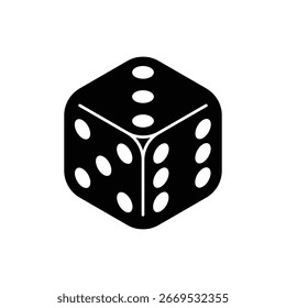 Dice cube icon. Six sided dice symbol isolated on white background. Vector illustration.