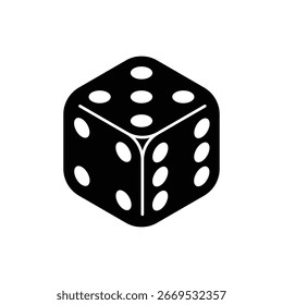 Dice cube icon. Six sided dice symbol isolated on white background. Vector illustration.