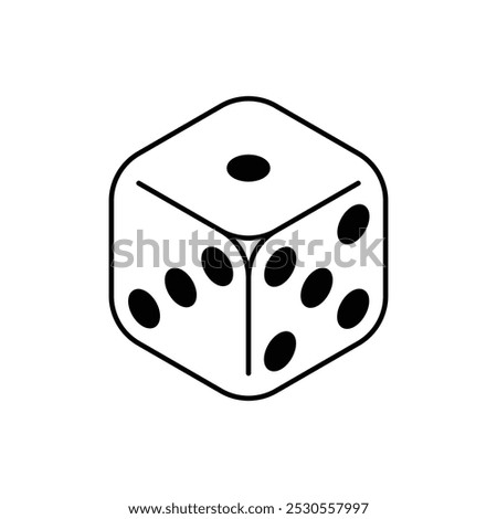 Dice cube icon. Six sided dice symbol isolated on white background. Vector illustration.