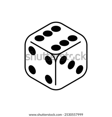 Dice cube icon. Six sided dice symbol isolated on white background. Vector illustration.