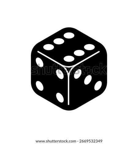 Dice cube icon. Six sided dice symbol isolated on white background. Vector illustration.