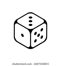 Dice cube icon. Traditional die, casino symbol. Vector illustration.