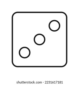 Dice cube outline icon with three number, vector illustration in trendy design style, isolated on white background. The best editable graphic resources for many purposes. 