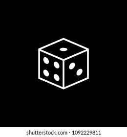 Dice cube outline vector icon