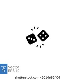 Dice cube solid, gamble or gambling for casino equipment. two dices icon for fortune game player. Modern style in two dimension vector illustration. Design on white background. EPS 10