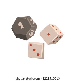 Dice cubes, board game element vector Illustration on a white background