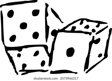 Dice cubes. Casino, gambling, entertainment. White background, free space, vector illustration 