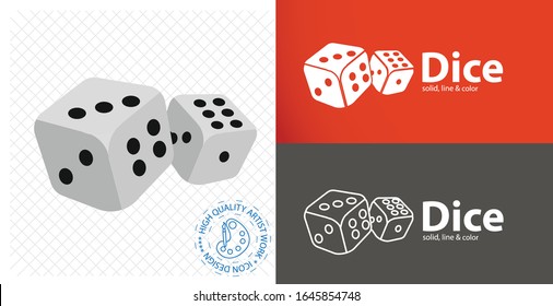 dice cubes flat icon. line icon