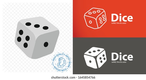 dice cubes flat icon. line icon