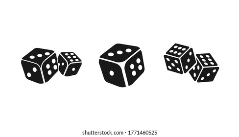 dice cubes icon set. playing dices icon