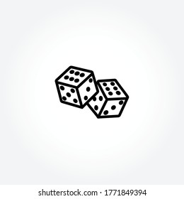 dice cubes line icon on white background