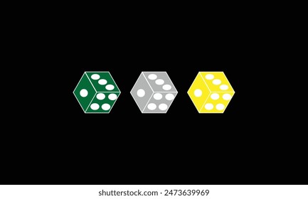 Dice cubes on white and black background. Vector illustration.