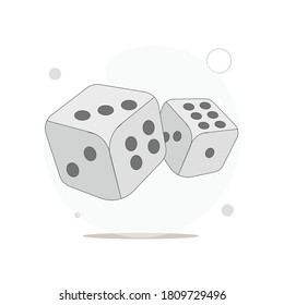 dice cubes vector flat illustration on white