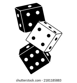 Dice, cubes, vector illustration outline icon isolated on white background