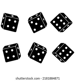 Dice, cubes, vector illustration outline icon isolated on white background