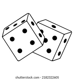 Dice, cubes, vector illustration outline icon isolated on white background
