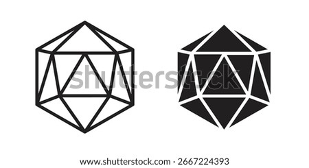 Dice d20 icon. doodle graphics vectors