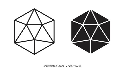 Dice d20 icon. filled flat sign for mobile concept and web design