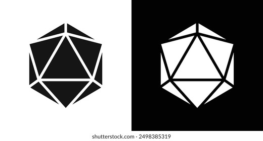 Conjunto de símbolos de línea plana de icono de dados d20.