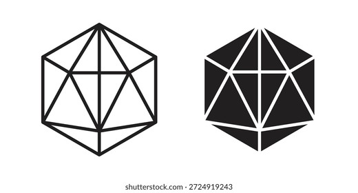 Dice d20 icono plano y colección de carrera para ui ux trabajo.