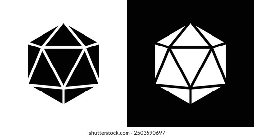 Dice d20 icon Conjunto de Vector plano contorno