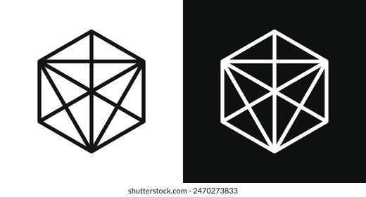 Dados d20 paquete de iconos. Muere con el signo de Vector de 20 lados. Símbolo de poliedro 3D d20.