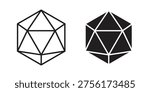 Dice d20 icon simple outline style. Editable stroke EPS 10
