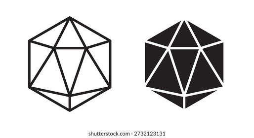 Icono de Dice d20. Ilustración vectorial, plano y carrera
