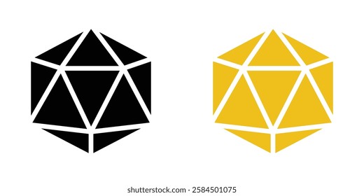 Dice d20 icons pack in black and colored version