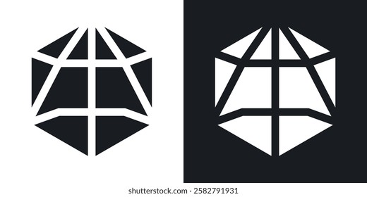 Dice d20 icons set vectors black and colored style