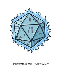 Dice d20 for playing Dnd. Dungeon and dragons board game. Wizard Magic Spell with Fire svg