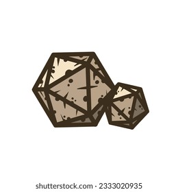 Dice d20 for playing Dnd. Dungeon and dragons board game. Cartoon outline drawn illustration