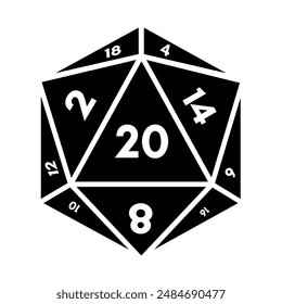 dice d20, dice rpg vector icon	