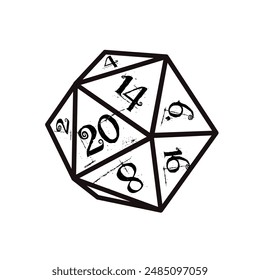 dice d20, dice rpg - vector illustration	