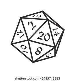  dice d20, dice rpg - Vector illustration