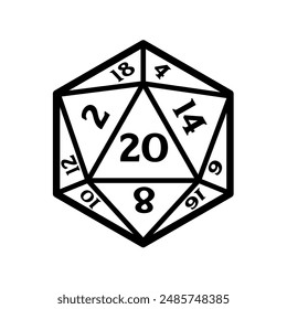  dice d20, dice rpg - Vector illustration