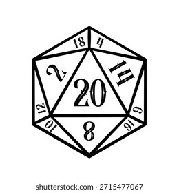 dice d20, dice rpg - vector illustration	