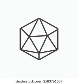 Dice d20 vector icon isolated in black line