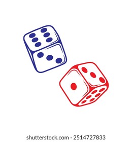 Dice, Dices Vector Image, Dice Logo, Dice Icon, Rolling Dice Cartoon.