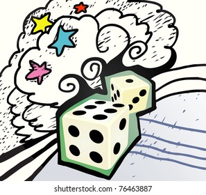 Dice doodle background.
