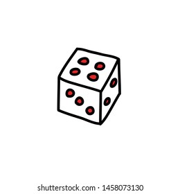 dice doodle icon, vector illustration