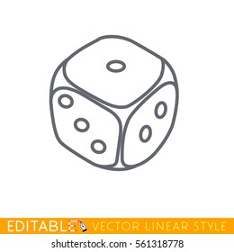 Dice. Editable line icon. Stock vector illustration.