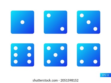 Dice faces or dice sides icon set in flat style design isolated on white background. Six sided dice. EPS 10 vector illustration.