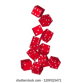 The dice are falling down. Vector 3D.