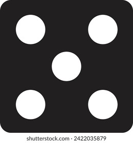 Dice el icono Rellenar. Juego para apuestas, Casino Dice con cinco puntos, bordes redondos sobre fondo transparente. Símbolo de emoción. Logo de la pasión. Apuestas para equipos de casino. Icono de dados para el jugador de juegos de fortuna.